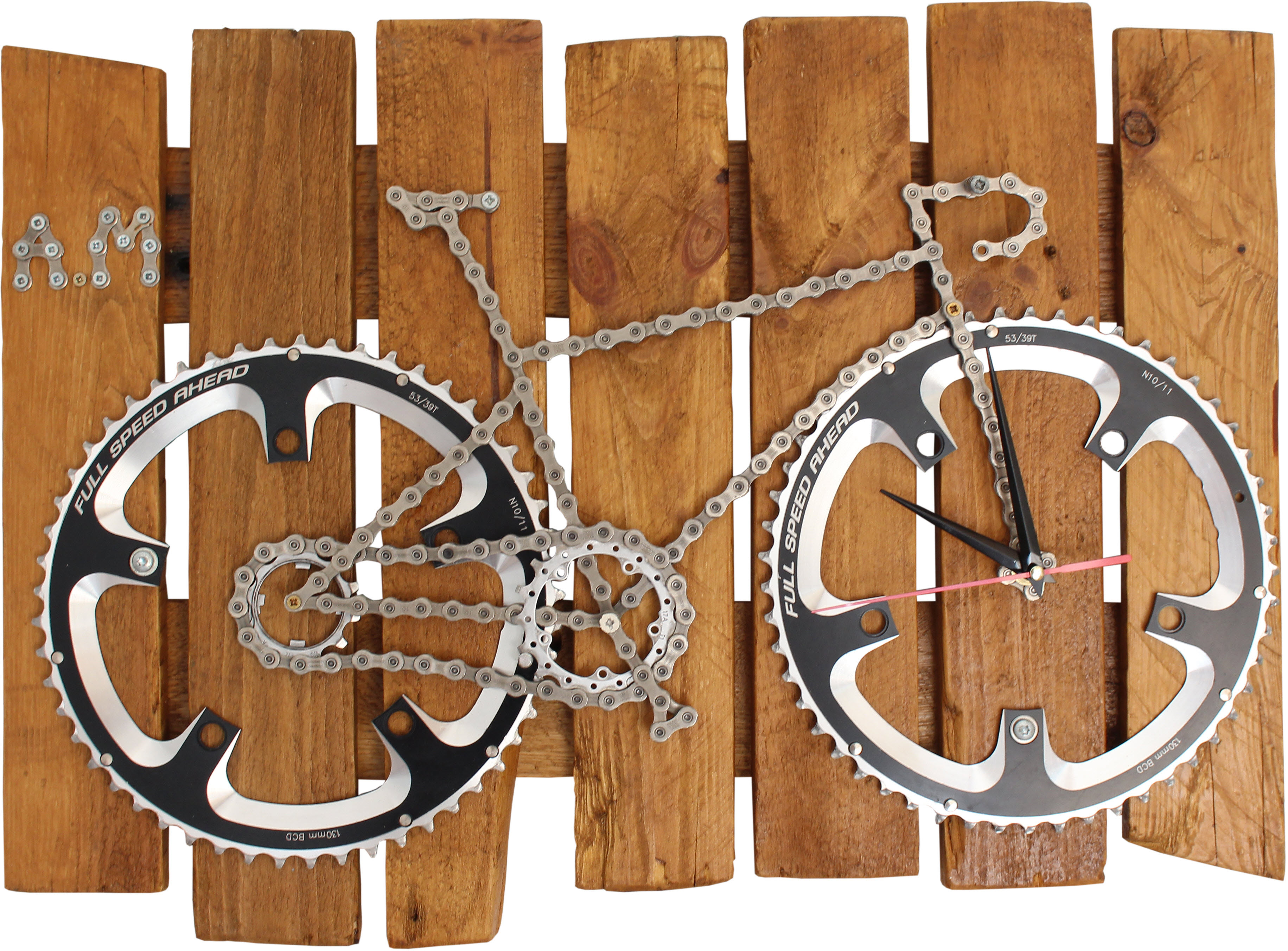 velo tableau horloge, velo panneau horloge, velo design, cyclisme, velo cadeau, eco-cadeau, eco-horloge, bike gift, bike clock, cycling, ecofriendly gift, recycled bicycle gear desk clock, upcycled clock, bicycle clock, cycling gift, tableau horloge decorative, bike clock,